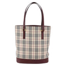 BURBERRY Nova Check Tote Bag Canvas Beige Gold Auth ep11287-13