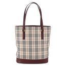 BURBERRY Nova Check Tote Bag Canvas Beige Gold Auth ep11287-2