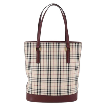 BURBERRY Nova Check Tote Bag Canvas Beige Gold Auth ep11287 - 0