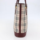 BURBERRY Nova Check Tote Bag Canvas Beige Gold Auth ep11287-4