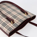 BURBERRY Nova Check Tote Bag Canvas Beige Gold Auth ep11287-6