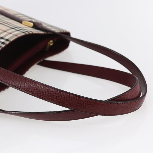 BURBERRY Nova Check Tote Bag Canvas Beige Gold Auth ep11287