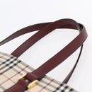 BURBERRY Nova Check Tote Bag Canvas Beige Gold Auth ep11287-8