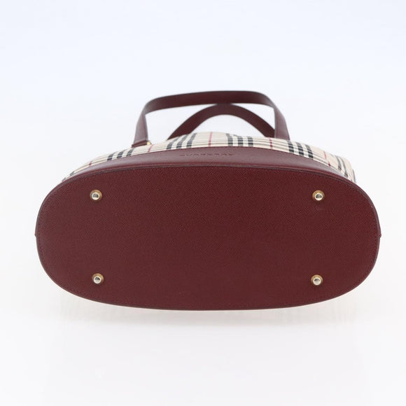 BURBERRY Nova Check Tote Bag Canvas Beige Gold Auth ep11287