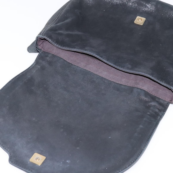 FENDI Shoulder Bag polyester Black Gold Auth ep11289