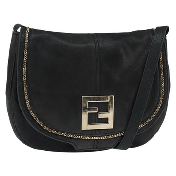 FENDI Shoulder Bag polyester Black Gold Auth ep11289