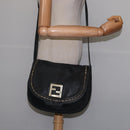 FENDI Shoulder Bag polyester Black Gold Auth ep11289-21
