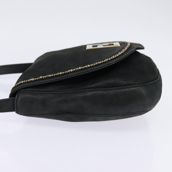 FENDI Shoulder Bag polyester Black Gold Auth ep11289