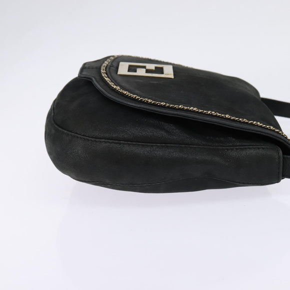 FENDI Shoulder Bag polyester Black Gold Auth ep11289