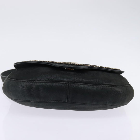 FENDI Shoulder Bag polyester Black Gold Auth ep11289