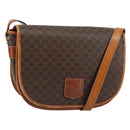 CELINE Macadam Canvas Shoulder Bag PVC Leather Brown Gold Auth ep11291-1