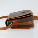 CELINE Macadam Canvas Shoulder Bag PVC Leather Brown Gold Auth ep11291-4