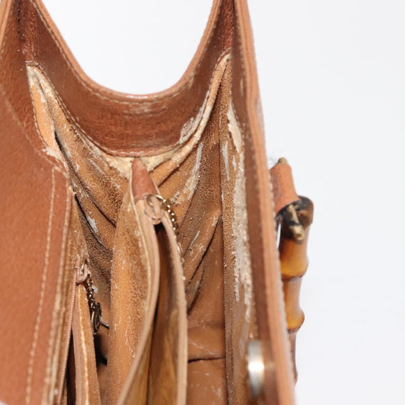 GUCCI Bamboo Hand Bag Leather Brown Gold 002 2853 0260 0 Auth ep11300