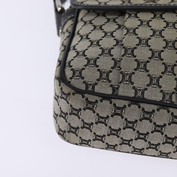 CELINE Macadam Canvas Shoulder Bag Navy Gold Auth ep11305