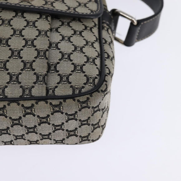 CELINE Macadam Canvas Shoulder Bag Navy Gold Auth ep11305