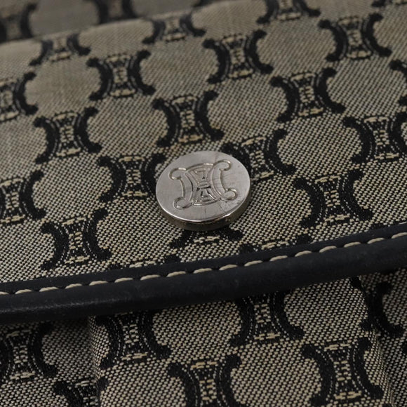 CELINE Macadam Canvas Shoulder Bag Navy Gold Auth ep11305