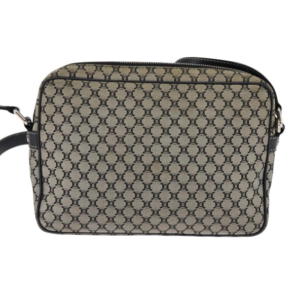 CELINE Macadam Canvas Shoulder Bag Navy Gold Auth ep11305