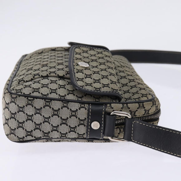 CELINE Macadam Canvas Shoulder Bag Navy Gold Auth ep11305