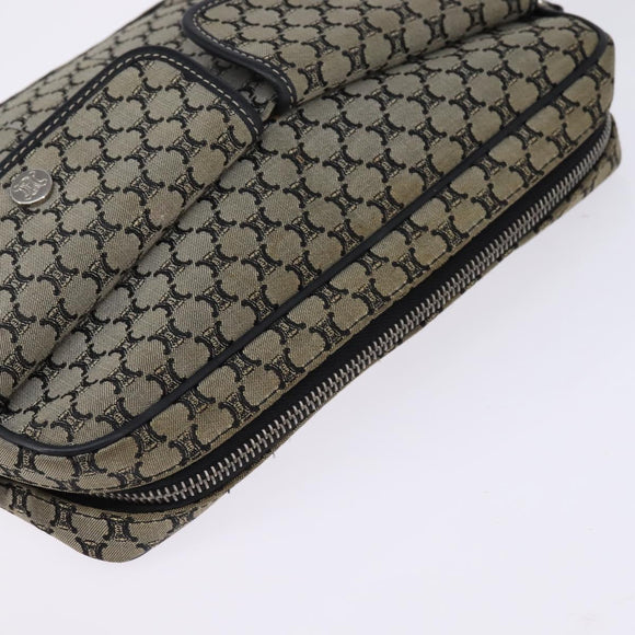 CELINE Macadam Canvas Shoulder Bag Navy Gold Auth ep11305