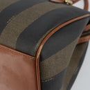 FENDI Pecan Canvas Hand Bag PVC Brown Gold Auth ep11310-9
