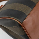 FENDI Pecan Canvas Hand Bag PVC Brown Gold Auth ep11310-14