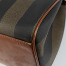 FENDI Pecan Canvas Hand Bag PVC Brown Gold Auth ep11310-15