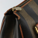 FENDI Pecan Canvas Hand Bag PVC Brown Gold Auth ep11310-10