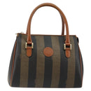 FENDI Pecan Canvas Hand Bag PVC Brown Gold Auth ep11310-13