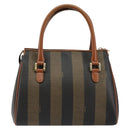 FENDI Pecan Canvas Hand Bag PVC Brown Gold Auth ep11310-2