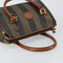 FENDI Pecan Canvas Hand Bag PVC Brown Gold Auth ep11310-6