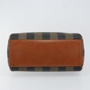 FENDI Pecan Canvas Hand Bag PVC Brown Gold Auth ep11310-5
