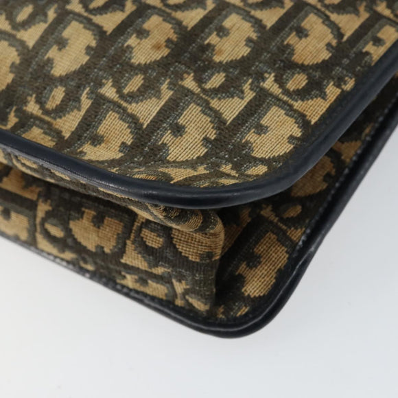 Christian Dior Trotter Canvas Clutch Bag Navy Gold Auth ep11315