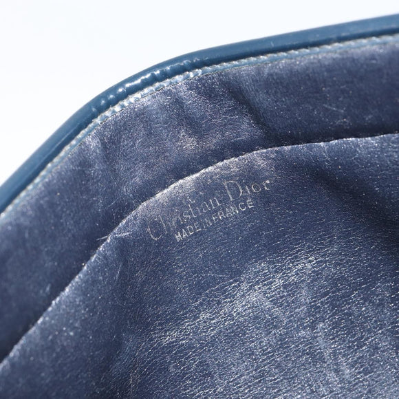 Christian Dior Trotter Canvas Clutch Bag Navy Gold Auth ep11315