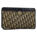 Christian Dior Trotter Canvas Clutch Bag Navy Gold Auth ep11315-1