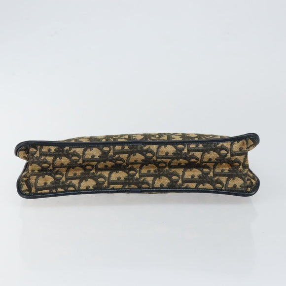 Christian Dior Trotter Canvas Clutch Bag Navy Gold Auth ep11315