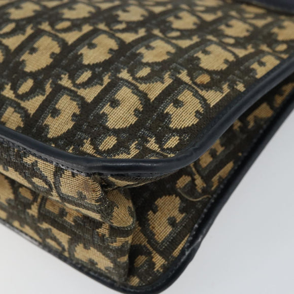 Christian Dior Trotter Canvas Clutch Bag Navy Gold Auth ep11315