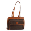 CELINE Macadam Canvas Tote Bag PVC Leather Brown Gold Auth ep11322-1