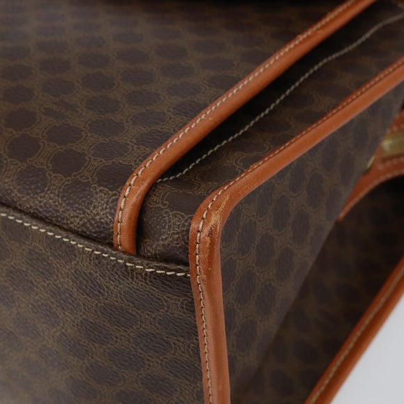 CELINE Macadam Canvas Tote Bag PVC Leather Brown Gold Auth ep11322