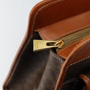 CELINE Macadam Canvas Tote Bag PVC Leather Brown Gold Auth ep11322-10