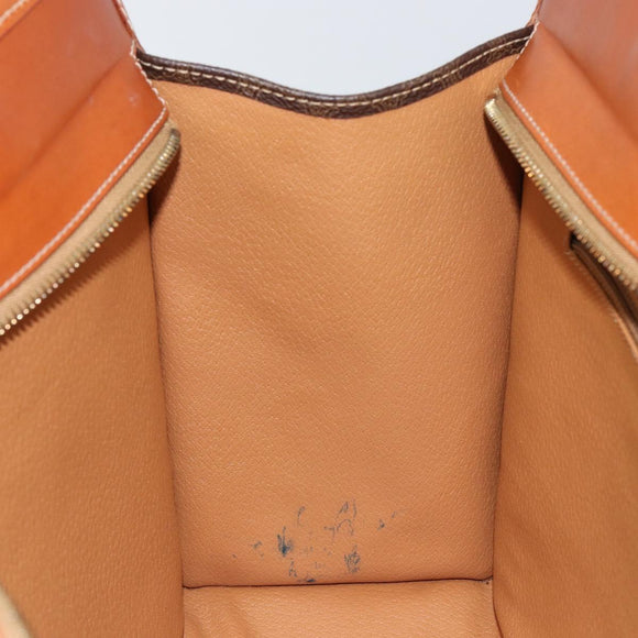 CELINE Macadam Canvas Tote Bag PVC Leather Brown Gold Auth ep11322