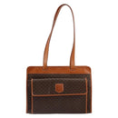 CELINE Macadam Canvas Tote Bag PVC Leather Brown Gold Auth ep11322-13