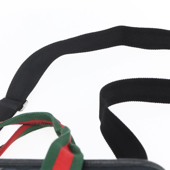 GUCCI GG Canvas Web Sherry Line Tote Bag 2way Black Silver 256099 Auth ep11333