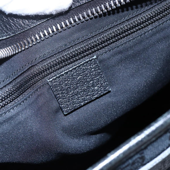 GUCCI GG Canvas Web Sherry Line Tote Bag 2way Black Silver 256099 Auth ep11333