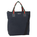 GUCCI GG Canvas Web Sherry Line Tote Bag 2way Black Silver 256099 Auth ep11333-1