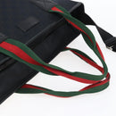 GUCCI GG Canvas Web Sherry Line Tote Bag 2way Black Silver 256099 Auth ep11333-7