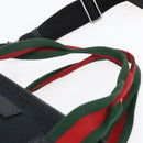 GUCCI GG Canvas Web Sherry Line Tote Bag 2way Black Silver 256099 Auth ep11333-14