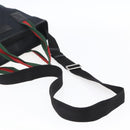 GUCCI GG Canvas Web Sherry Line Tote Bag 2way Black Silver 256099 Auth ep11333-8