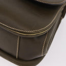 GUCCI Bamboo Hand Bag Leather Khaki Gold Auth ep11339-9