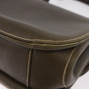 GUCCI Bamboo Hand Bag Leather Khaki Gold Auth ep11339-10