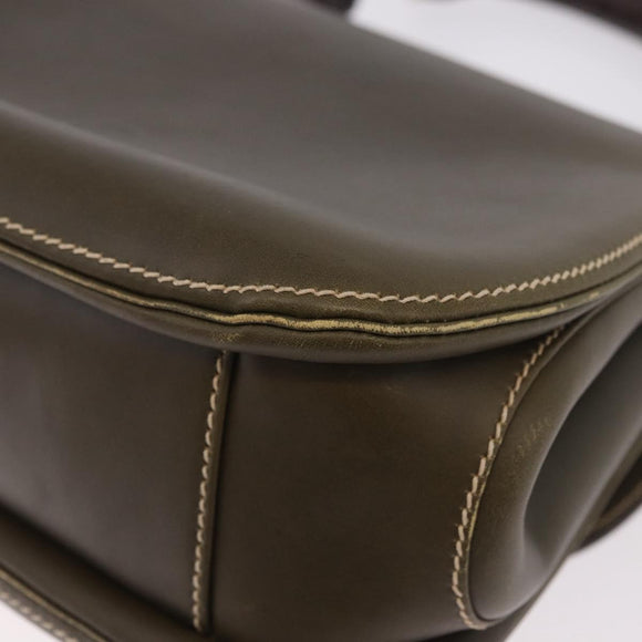 GUCCI Bamboo Hand Bag Leather Khaki Gold Auth ep11339